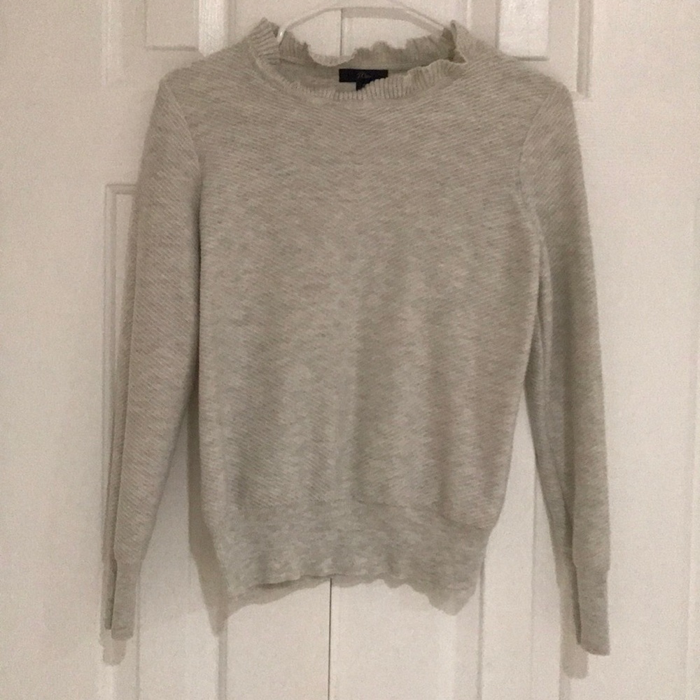 J Crew Ruffle-neck pullover sweater